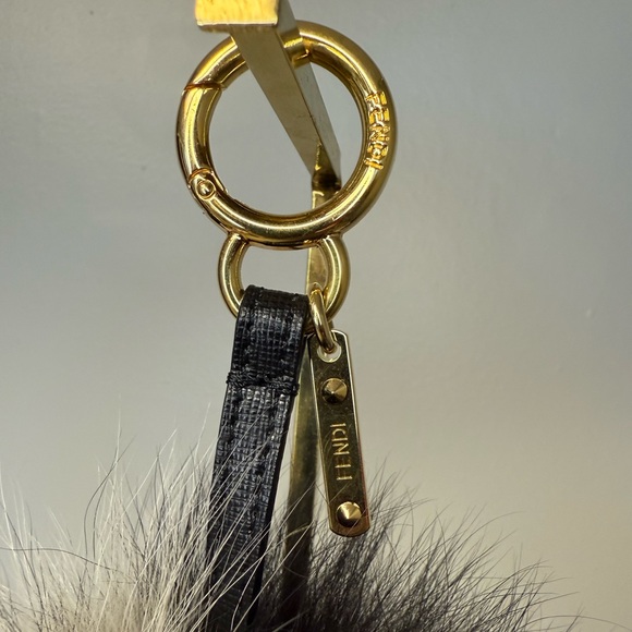 Fendi Silver & Black Fox Fur Bag Charm with Goldtone Hardware - Picture 4 of 6